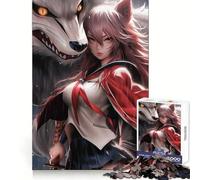 Puzzle per adolescenti con ragazza lupo guerriera, 1000 pezzi, per migliorare la memoria, hobby rilassante, incastro perfetto, regalo di Natale accogliente (38x26cm)