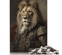 Puzzle per adolescenti con ritratto di leone regale in stile rinascimentale, 1000 pezzi, puzzle in legno per adulti, puzzle per attività in famiglia, 1000 pezzi (75x50 cm)