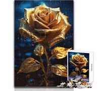 Puzzle per adolescenti con rose dorate e pioggia, 1000 pezzi, gioco educativo di osservazione e abilità, regalo perfetto e significativo per le feste, dimensioni 50x75cm