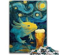 Puzzle per adolescenti con salamandra nel cielo notturno, puzzle per adolescenti, antistress, per ammazzare il tempo in casa, lista dei desideri con Babbo Natale (75x50cm)