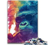Puzzle per adolescenti con scimpanzé fumatore, 1000 pezzi, difficili da completare ma divertenti e spiritosi, regalo di compleanno, regali, decorazioni murali (50x75cm)