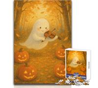 Puzzle per adolescenti con simpatico fantasma che suona il violino e zucche, 1000 pezzi Imparare giocando è un'esperienza, un regalo sentito per occasioni speciali Dimensioni: 38x52cm