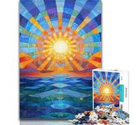 Puzzle per adolescenti con sole che sorge sull'oceano, 1000 pezzi, giocattoli educativi per l'apprendimento, decorazioni per la casa e regali unici, 26x38cm