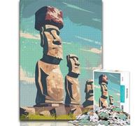 Puzzle per adolescenti con statue Moai dell'Isola di Pasqua, 1000 puzzle, giocattoli, giochi educativi, antistress, lista dei desideri con Babbo Natale, 50x75cm