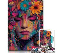 Puzzle per adolescenti con tema floreale e bellezza del viso, aiuta il cervello ad allenare i giocattoli avvincenti per coltivare la pazienza Un'opera d'arte 50x75cm