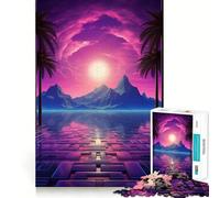 Puzzle per adolescenti con tema tramonto synthwave armonia, 1000 pezzi, attività per migliorare la memoria, da assemblare a casa, regalo perfetto 38x52cm