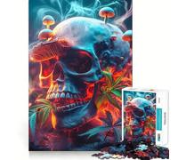 Puzzle per adolescenti con teschio, funghi e marijuana, 1000 pezzi, stimola la logica, divertimento per tutta la famiglia, bordo premium, 38x52cm