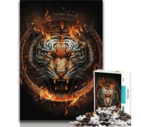 Puzzle per adolescenti con testa di tigre di fuoco, 1000 pezzi, per adolescenti e adulti, antistress, sfida difficile, migliora l'amore tra coppie (38x26cm)