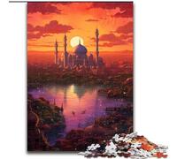 Puzzle per adolescenti con tramonto sulla città e alberi, stimolanti giochi da parete, decorazioni uniche per regali di compleanno e Natale (50x75cm)