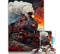Puzzle per adolescenti con treno colorato, 1000 pezzi, per adulti e adolescenti, giocattoli educativi, ideale come regalo per tutta la famiglia, 75x50cm