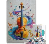 Puzzle per adolescenti con violino e pittura a olio 1000 pezzi regalo per adulti gioco stimolante e gioco per famiglie regali di Babbo Natale segreto 38x26cm