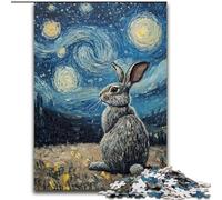 Puzzle per adolescenti "Coniglio sotto il cielo notturno", 1000 pezzi, giocattolo educativo, giochi divertenti per famiglie, arredamento unico per la casa (26x38cm)