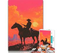 Puzzle per adolescenti Cowboy al tramonto Puzzle da 1000 pezzi per adulti e adolescenti, per la decorazione della casa per età 14 anni in su 26x38cm