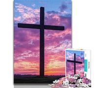 Puzzle per adolescenti Croce al tramonto, 1000 pezzi, giochi educativi, decorazione per la casa, adatti per la decorazione della scrivania (dimensioni 75x50cm)
