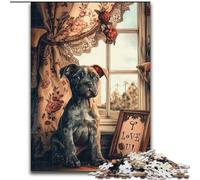 Puzzle per adolescenti "Cucciolo alla finestra", 1000 pezzi, antistress, regalo divertente per trascorrere il tempo in casa (26x38cm)