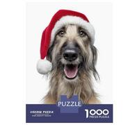 Puzzle Per Adolescenti Da 1000 Pezzi Afghan Hound Dog with Santa Hat Puzzle Per Adulti Giochi Rilassanti Decorazione Perfetta Gioco Stimolante Regali 38x26cm/1000pcs