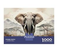 Puzzle Per Adolescenti Da 1000 Pezzi African Elephant Wall Art Print Puzzle Per Adulti Giochi Rilassanti Sfida Difficile Interazione Genitore-figlio 52x38cm/1000pcs