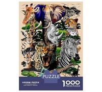 Puzzle Per Adolescenti Da 1000 Pezzi African Wildlife Collage Puzzle Per Adulti Giochi Rilassanti Sfida Difficile Interazione Genitore-figlio 52x38cm/1000pcs