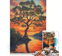 Puzzle per adolescenti da 1000 pezzi: Albero al tramonto in autunno Gioco impossibile Rilassante e stimolante per la mente Regalo per donne 38x52cm