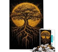 Puzzle per adolescenti da 1000 pezzi Albero della Vita Dorato gioco rompicapo per adulti regalo per donne attività divertenti da fare a casa (dimensioni 38x26cm)