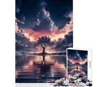 Puzzle per adolescenti da 1000 pezzi Albero misterioso al crepuscolo Giocattolo Decorazione da parete Opera d'arte Regalo Giochi educativi Adatto per la decorazione della scrivania Dimensioni 38x26cm