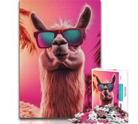 Puzzle per adolescenti da 1000 pezzi, Alpaca con gli occhiali, aiuta il cervello a esercitare i giocattoli avvincenti per coltivare la pazienza, collezione di artisti, belle arti (38x26cm)