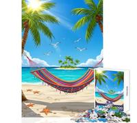 Puzzle per adolescenti da 1000 pezzi amaca sulla spiaggia tropicale paradiso illustrazione giocattolo decorazione da parete opera d'arte regalo giochi educativi adatto per la decorazione del desktop