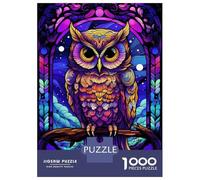 Puzzle Per Adolescenti Da 1000 Pezzi Amazing Owl Stained Glass Puzzle Giocattolo Decorazione Da Parete Migliora La Memoria Regali Per Amici E Familiari 52x38cm/1000pcs
