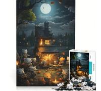 Puzzle per adolescenti da 1000 pezzi ambientazione medievale fantasy con gatti gioco rompicapo attività divertenti da fare a casa regalo per donne 38x26cm
