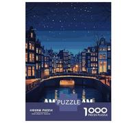 Puzzle Per Adolescenti Da 1000 Pezzi Amsterdam Netherlands Night Cityscape Puzzle Per Adolescenti Giocattoli Antistress Vacanze A Casa Passatempo Divertimento Attività A Casa, 52x38cm/1000pcs
