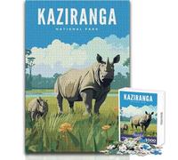 Puzzle per adolescenti da 1000 pezzi, analisi pratica del gioco e logica del Parco nazionale di Kaziranga, regalo per compleanni, dimensioni 38x52cm