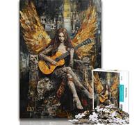 Puzzle per adolescenti da 1000 pezzi, angelo che suona la chitarra, dipinto a olio, giochi educativi, decorazione per la casa, ideale come regalo per tutta la famiglia (75x50cm)