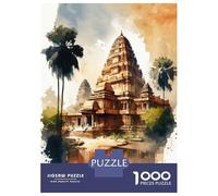 Puzzle Per Adolescenti Da 1000 Pezzi Angkor Wat Watercolor Puzzle Per Adulti Gioco Rompicapo Decorazione Per La Casa Interazione Genitore-figlio 52x38cm/1000pcs