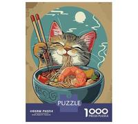 Puzzle Per Adolescenti Da 1000 Pezzi Anime Cat Ramen Bowl Puzzle Per Adulti Giocattolo Decorazione Da Parete Decorazione Perfetta Regali Unici Per Compleanno E Natale 52x38cm/1000pcs