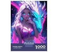 Puzzle Per Adolescenti Da 1000 Pezzi Anime Girl with Dragon Puzzle Per Adulti Gioco Rompicapo Decorazione Per La Casa Interazione Genitore-figlio 70x50cm/1000pcs