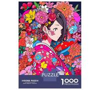 Puzzle Per Adolescenti Da 1000 Pezzi Anime Kimono Girl Flower Puzzle Per Adolescenti Giochi Rilassanti Regali Per Donne Regali Per Amici E Familiari 70x50cm/1000pcs