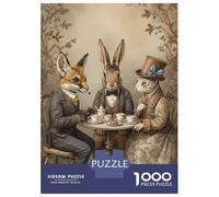 Puzzle Per Adolescenti Da 1000 Pezzi Anthropomorphic Animals Tea Party Puzzle Per Adolescenti Giocattoli Antistress Vacanze A Casa Passatempo Divertimento Attività A Casa, 38x26cm/1000pcs