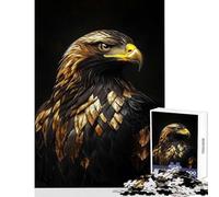 Puzzle per adolescenti da 1000 pezzi aquila nera e oro giocattolo educativo regalo per compleanni giochi divertenti con poster abbinato e foglio di quiz dimensioni 38x52cm