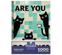 Puzzle Per Adolescenti Da 1000 Pezzi Are You Pooping Cats in Bathroom Puzzle Per Adolescenti Giocattolo Decorazione Da Parete Corsa Di Velocità Gioco Impegnativo Regali 38x26cm/1000pcs