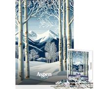 Puzzle per adolescenti da 1000 pezzi,Aspen,USA,paesaggio invernale,decorazione per la casa,giocattoli,regalo divertente,gioco pratico con poster abbinato e quiz,dimensioni del foglio 50x75cm