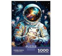 Puzzle Per Adolescenti Da 1000 Pezzi Astronaut in Space with Jellyfish Puzzle Per Adulti Giocattolo Decorazione Da Parete Regali Per Donne Divertimento A Casa Attività, 70x50cm/1000pcs