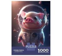 Puzzle Per Adolescenti Da 1000 Pezzi Astronaut Space Pig Puzzle Per Adulti Gioco Per Famiglie Antistress Interazione Genitore-figlio 52x38cm/1000pcs