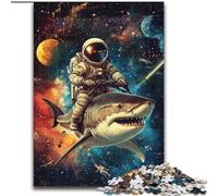 Puzzle per adolescenti da 1000 pezzi, Astronauta a cavallo di uno squalo, sfida difficile antistress, ideale come regalo per tutta la famiglia, 50x75cm