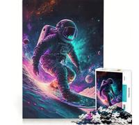 Puzzle per adolescenti da 1000 pezzi: astronauta che fa snowboard nello spazio, giocattolo antistress, sfida impegnativa, per rafforzare l'amore tra le coppie 38x26cm