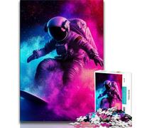 Puzzle per adolescenti da 1000 pezzi, Astronauta che fa surf nello spazio, gioco stimolante e interazione tra genitori e figli, 75x50cm