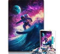 Puzzle per adolescenti da 1000 pezzi, astronauta che fa surf, sfida difficile antistress Ogni pezzo è unico Gioco divertente e stimolante per tutta la famiglia (75x50cm)