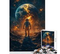 Puzzle per adolescenti da 1000 pezzi,astronauta di fronte alla Terra,giocattolo,decorazione da parete,regalo divertente,gioco rompicapo,migliora l'amore tra coppie,dimensioni 38x26cm