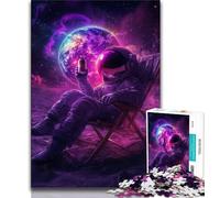 Puzzle per adolescenti da 1000 pezzi, Astronauta seduto sulla luna, aiuta il cervello a esercitare i giocattoli avvincenti per coltivare la pazienza e migliorare la memoria (38x26cm)