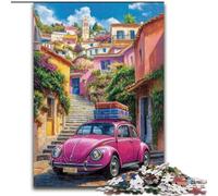 Puzzle per adolescenti da 1000 pezzi, auto rosa, apprendimento educativo, ideale come regalo per tutta la famiglia dimensioni 26x38cm
