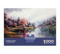 Puzzle Per Adolescenti Da 1000 Pezzi Autumn Cabin by The Lake-1 Puzzle Per Adulti Gioco Rompicapo Migliora La Memoria Regali Per Amici E Familiari 38x26cm/1000pcs